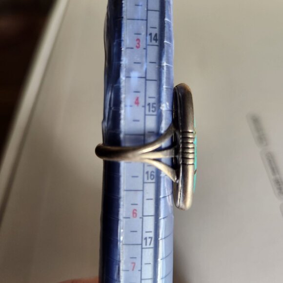 Vintage Navajo Sterling Silver Ring With Long Turquoise Stone Size 5 - Picture 2 of 3